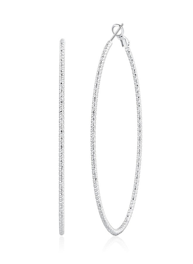OOOPEL Sterling Silver Hoop Earrings for Women, Big Silver Earrings Hoops Lightweight Hypoallergenic Large Sterling Silver Hoop Earrings for Women 30MM 40MM 50MM 60MM - Image 1